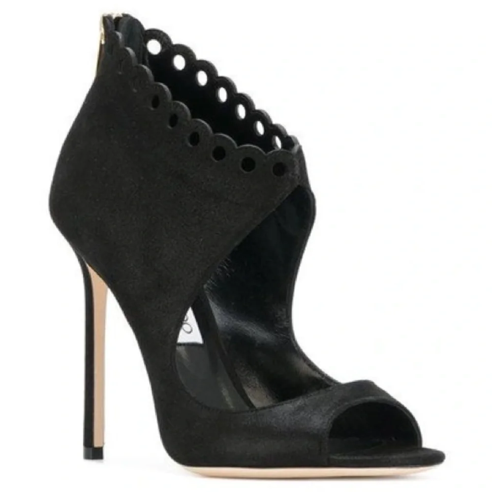 Jimmy Choo Blythe 110 Black Grainy Leather Sandals Size 41 - Picture 1 of 5